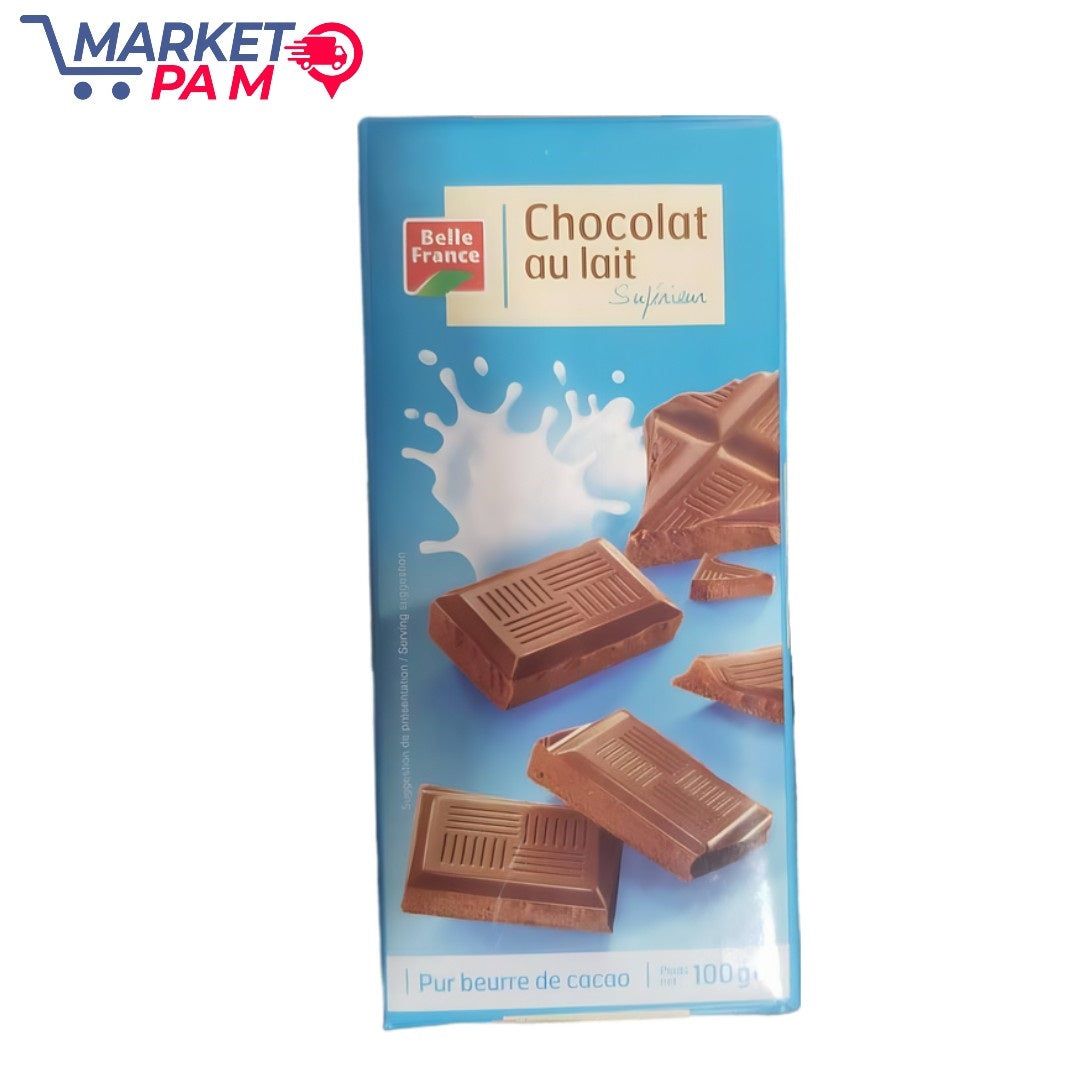 Suggestion de prisentation/Surving suggestion Belle France Chocolat au lait Pur beurre de cacao 100g Sufiniem