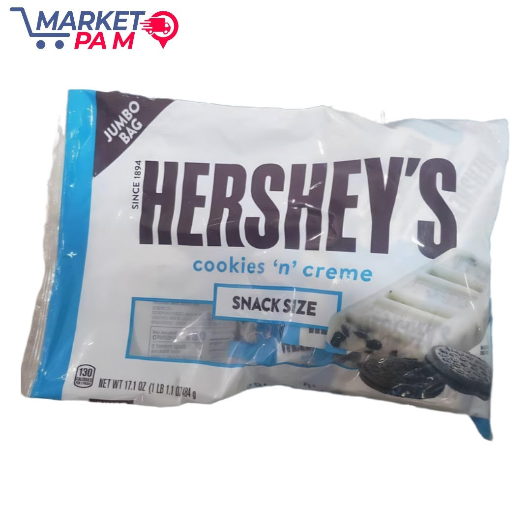 JUMBO BAG HERSHEY'S cookies 'n' creme SNACK SIZE 130 CALVES NET WT 17.1 OZ (1 LB 1.1 07484 g