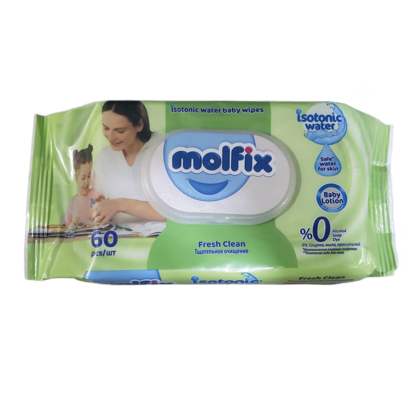 MOLFIX (ISOTONIC WATER 60 PCS) FRESH CLEAN,  60 PCS/WT , 0% ALCOHOL