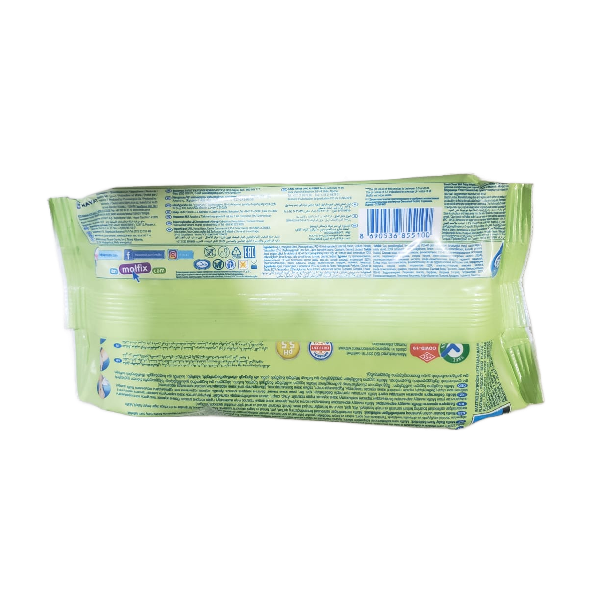 MOLFIX (ISOTONIC WATER 60 PCS) FRESH CLEAN,  60 PCS/WT , 0% ALCOHOL