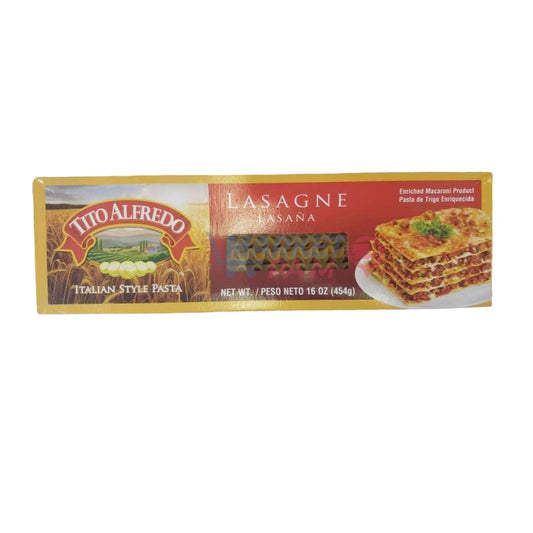 TITO ALFREDO LASAGNE DASANA ITALIAN STYLE PASTA NET WT./PESO NETO 16 OZ (454g)