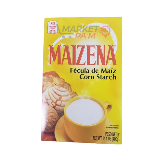 MAIZENA Fécula de Maíz Corn Starch USO SUGERIDO SERVING SUGGESTION PESO NETO/ NET WT 14.1 OZ (400g)