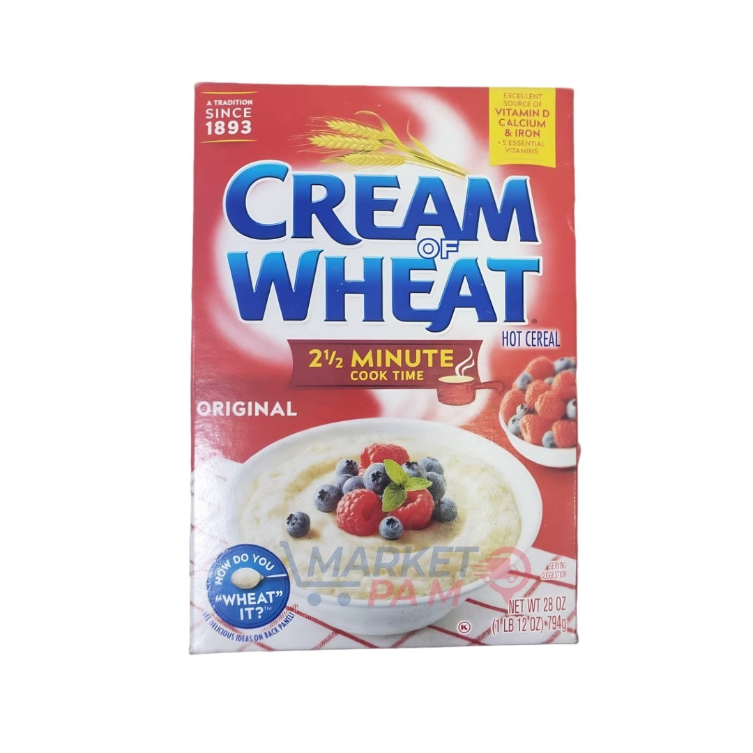 CREAM WHEAT OF 2 1/2 MINUTE COOK TIME HOT CEREAL ORIGINAL/ NET WT 28 OZ (1LB 12'0Z)-794 g