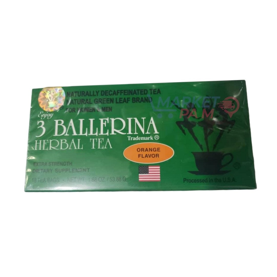 3 BALLERINA HERBAL TEA 18 TEA BAGS. NET WT /1.88 OZ /53.88 g
