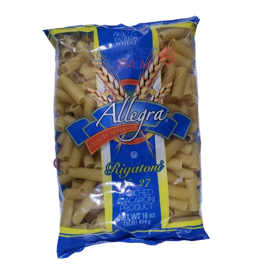 100 % BLÉ DUR / Rigatoni 27 PRODUIT DE MACARONI ENRICHI POIDS NET 16 oz (1LB) 454g