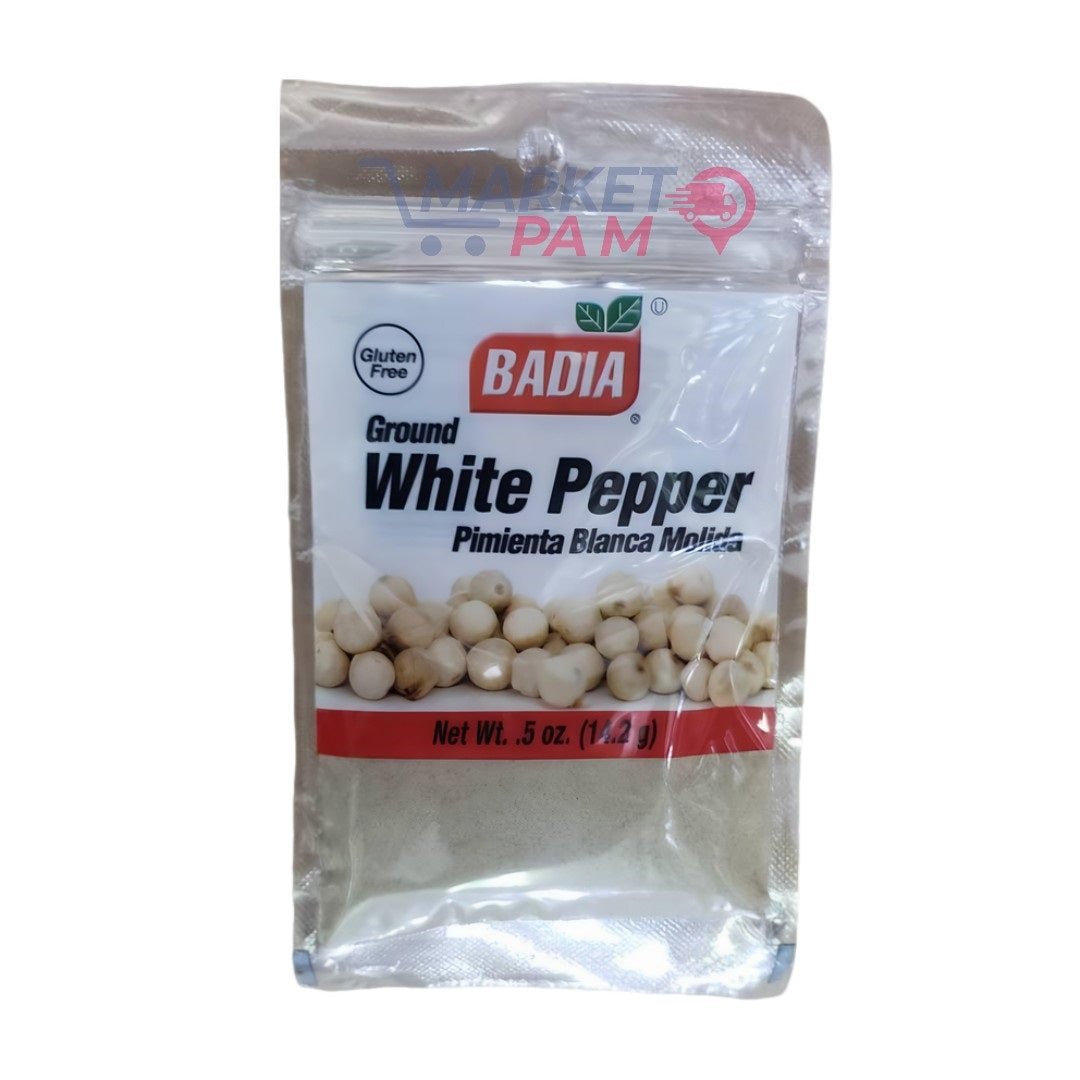 BADIA │ GROUND WHITE PEPPER │ PIMIENTA BLANCA MOLIDA │ NET WT. 5 OZ. (14.2g)