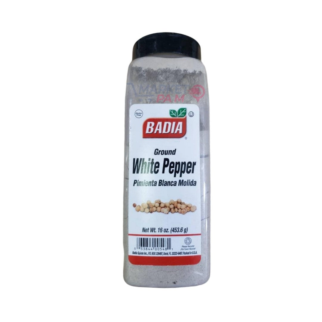 BADIA GROUND │ WHITE PEPPERPIMIENTA BLANCA MOLIDA │ NET WT 16 OZ ( 453.6g)