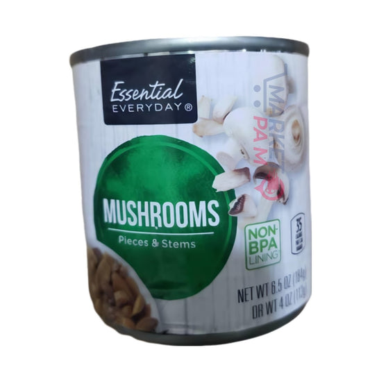 MUSHOROOMS │ PIECES & STEMS │ NET WT 6.5 OZ (184g) │DR WT 4 OZ