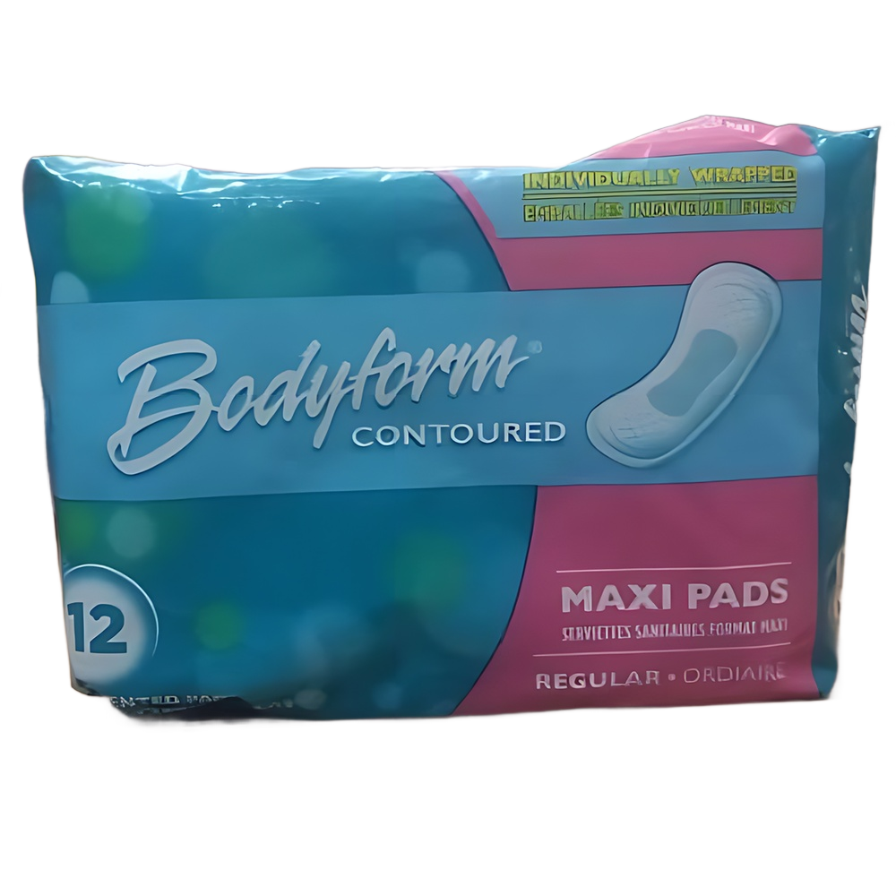 BODYFORM , CONTOURED, MAXI PADS, REGULAR (12 PADS)
