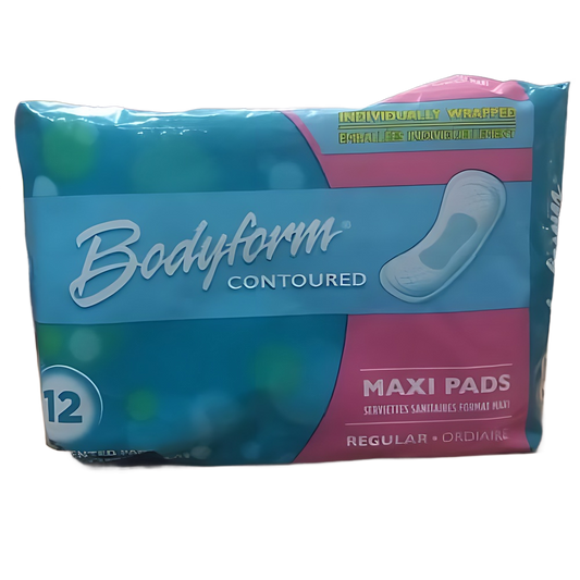 BODYFORM , CONTOURED, MAXI PADS, REGULAR (12 PADS)