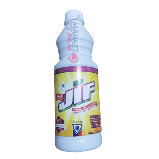 JIF │ JAVEL 5% CHLORE │ PURIFICATEUR *BALNCHISSANT │ ANTISEPTIQUE * DERODORISANT│ 1/8 GAL