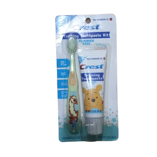 Crest Training Toothpaste and Toothbrush Bundle for Kids, Fluoride Free, Strawberry, 1.6 oz