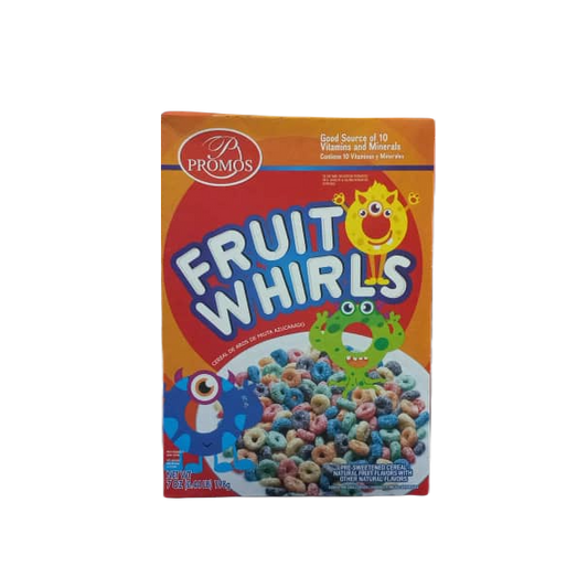 Promos Fruit Whirls Cereal. ( Like Froot Loops.) 12/7Oz.