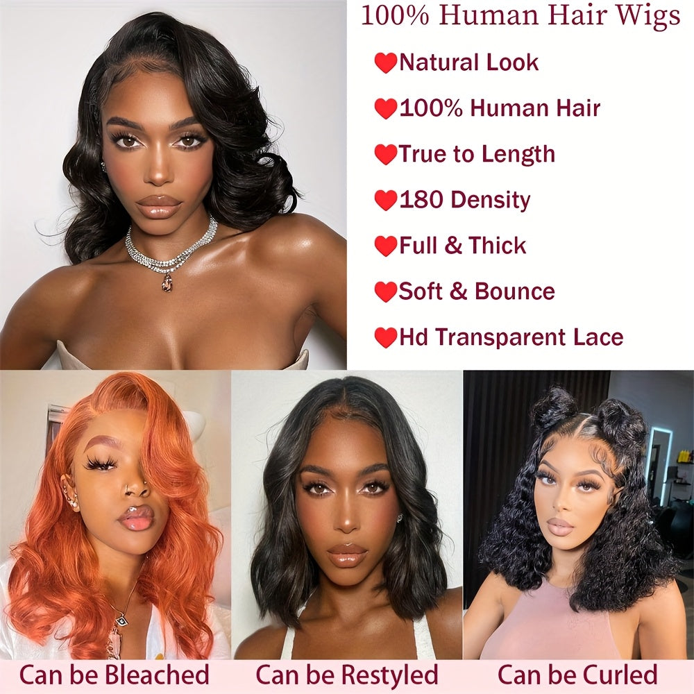 Bob Wig Human Hair 13x4 Lace Front Wigs Human Hair Pre Plucked Glueless Wigs Human Hair Short Bob Wigs Brazilian Body Wave Wear And Go Human Hair Wig