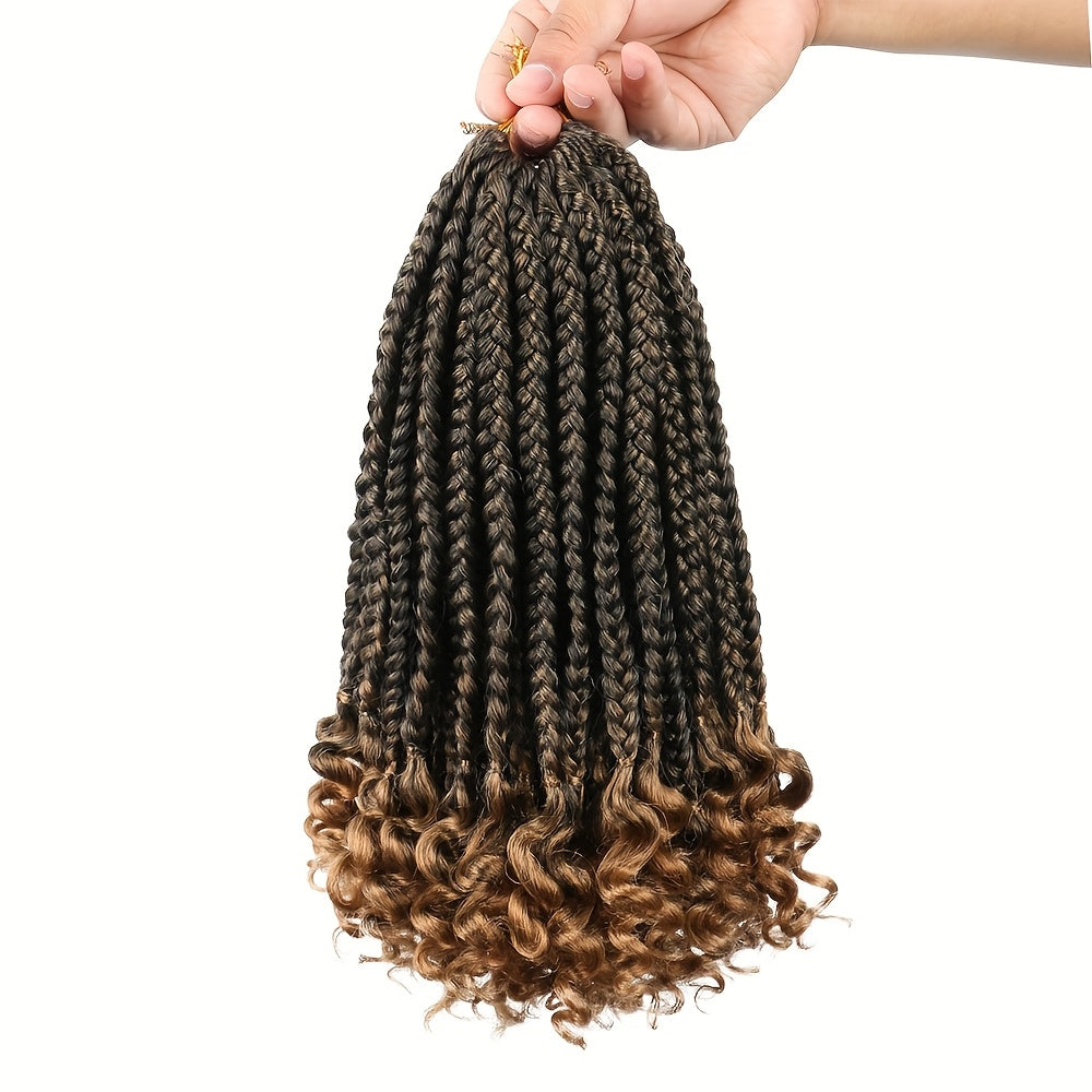 3 Packs Bellqueen Bohemian Box Braids Crochet Hair Extensions with Curly Ends - 10 Inch Short Box Braids, Dark Brown/Black -Looking Dreadlock-like Braids for Women, Volume & Length, Easy Clip-In/Weave-On (No)