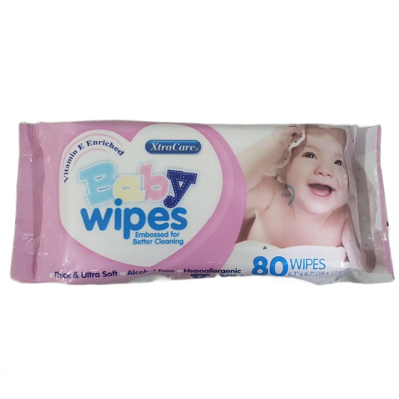 BABY WIPES, XTRA CARE, VITAMIN ENRICHED, 80 WIPES, 6.3 " X 6.7 "