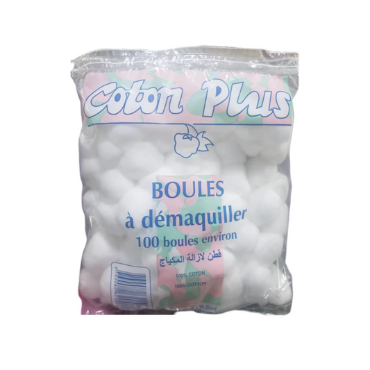 COTON PLUS, BOULE À DÉMAQUILLER 100 BOULES ENVIRON, 100 % COTON
