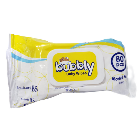 BUBBY, BABY WIPES, 80 PCS, PROVITAMIN B5, ALCOOL FREE, PH5.5