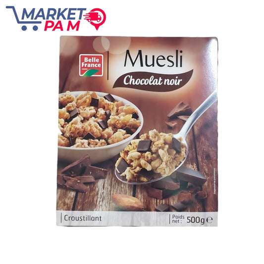 CÉRÉALE, MUESLI CHCOLAT NOIR, POIDS NET : 500 g e