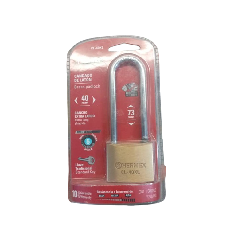 CANDADO DE LATON CL-40XL (GANCHO EXTRA LARGO)