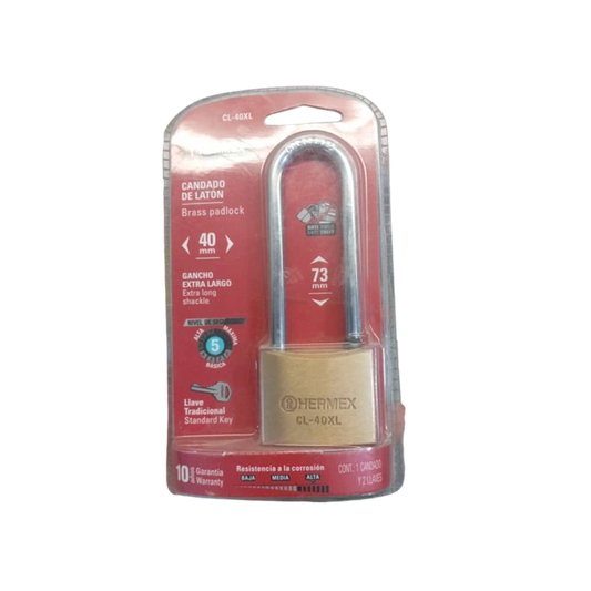 CANDADO DE LATON CL-40XL (GANCHO EXTRA LARGO)