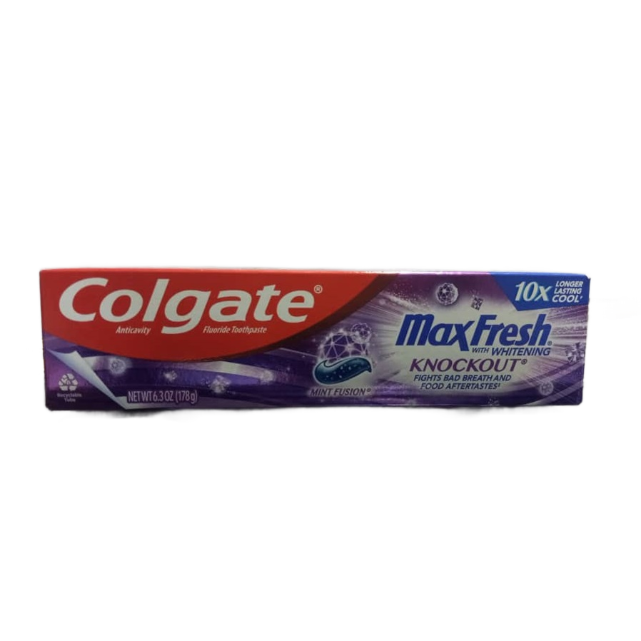 COLGATE ANTICAVITY FLUORIDE TOOTHPASTE MAX FRESH WITH WHITENING BREATH STRIPS COOL MINT
