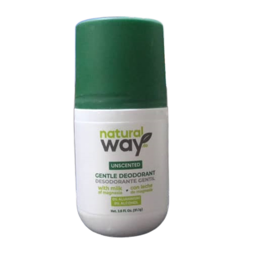 NATURAL WAY , GENTLE DEODORANT , WITH MILK.
