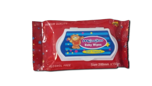 PREVIUM QUALITY BABY WIPES, WET TISSUE, ALCOHOL FREE, Size:200mm x150