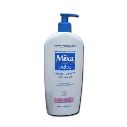 MIXA BÉBÉ, LAIT DE TOILETTE TRÈS DOUX , VITAMIE E + HUILE D'AMANDE DOUCE