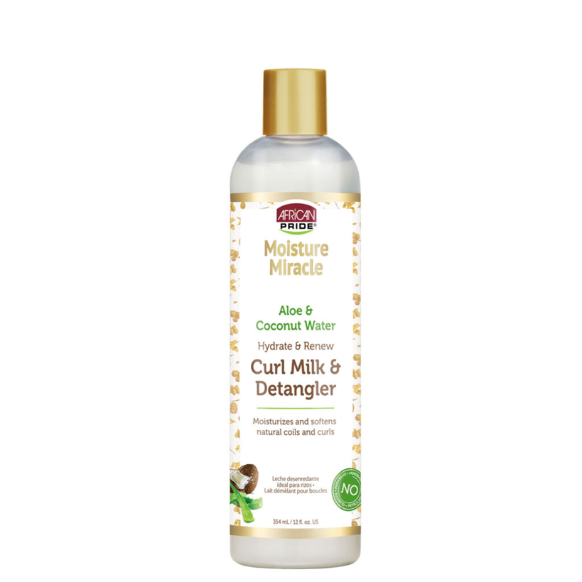 MOISTURE  MIRACLE , ALOE & COCONUT WATER HYDRATE & RENEW CURL MILK & DETANGLER