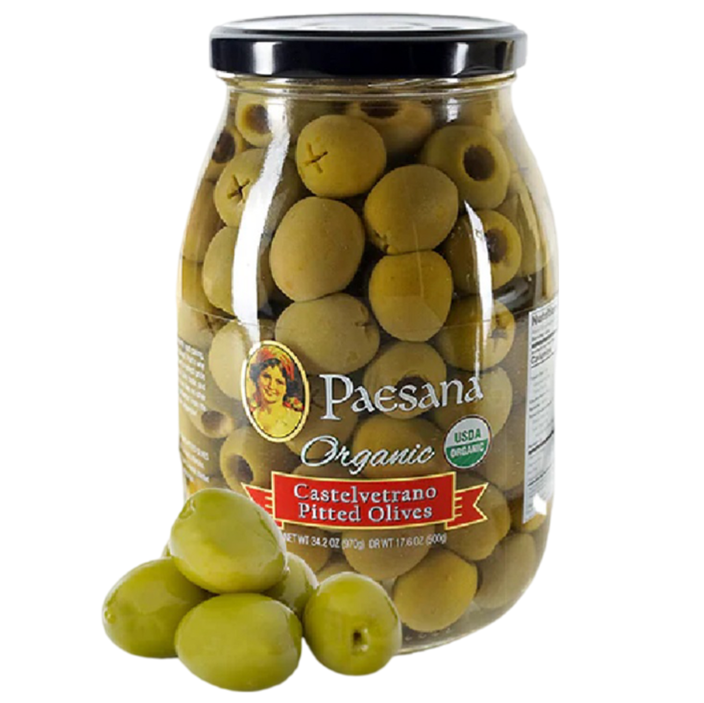 PAESANA ORGANIC CASTELVERTRANO PITTED OLIVES 500G