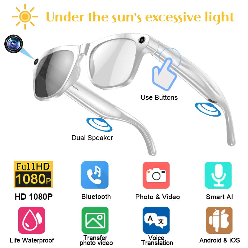 Xiaomi Mijia 4K HD Color Changing AI Smart Glasses Chat GPT 100MP Camera Bluetooth Call Voice Assistant Control Smart Glasses