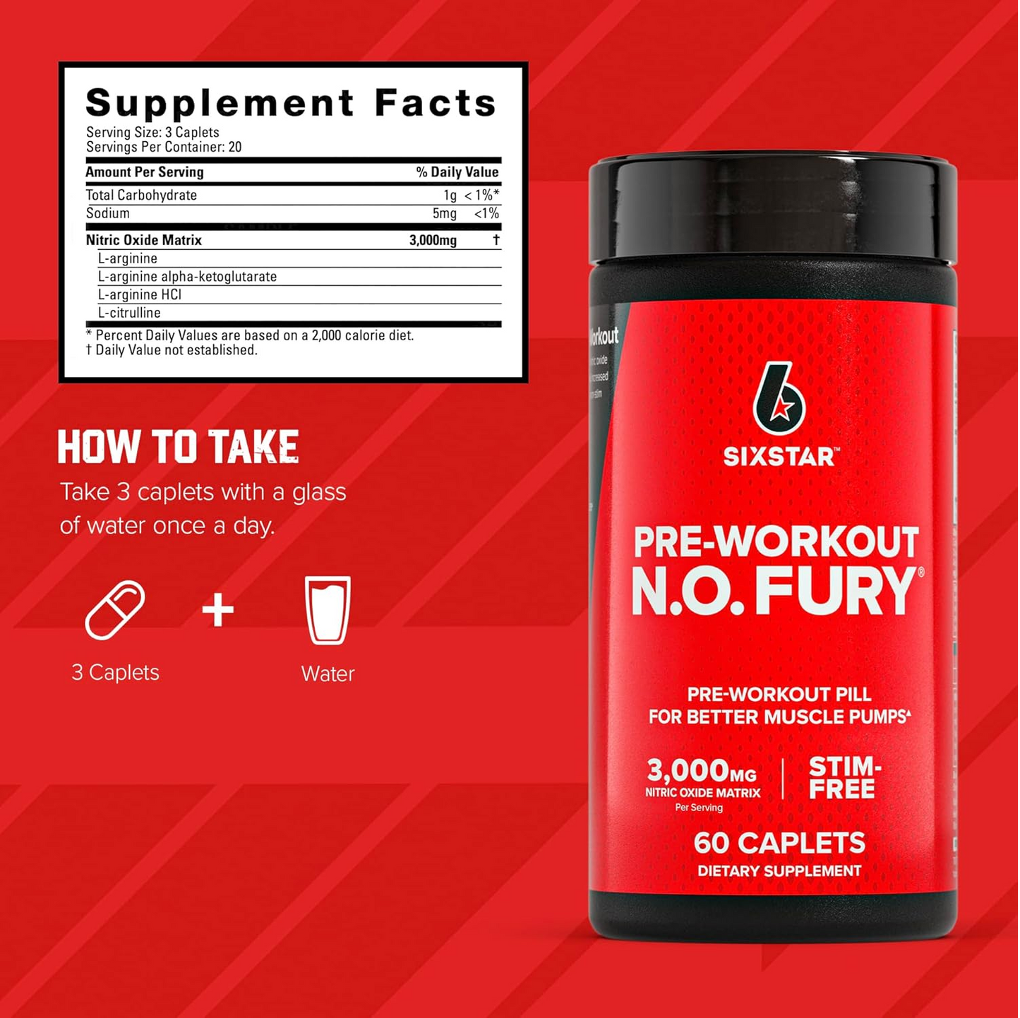 Compléments d'oxyde nitrique Six Star pour hommes et femmes, Muscle Builder (60 unités)