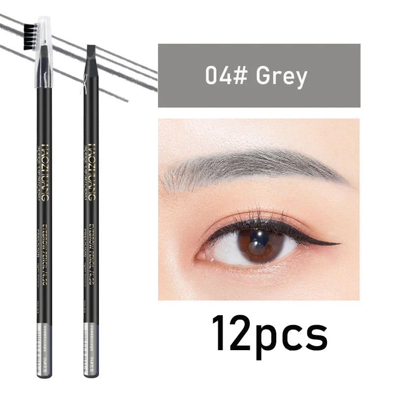 HAOZHUANG 8 Colors Pull Line Eyebrow Pencils with Soft Brush Waterproof Long Lasting Permanent Makeup Tattoo Accessories