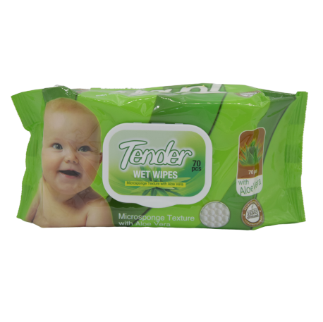 TENDER  WET WIPES  70 PCS  WIHT ALOE VERA