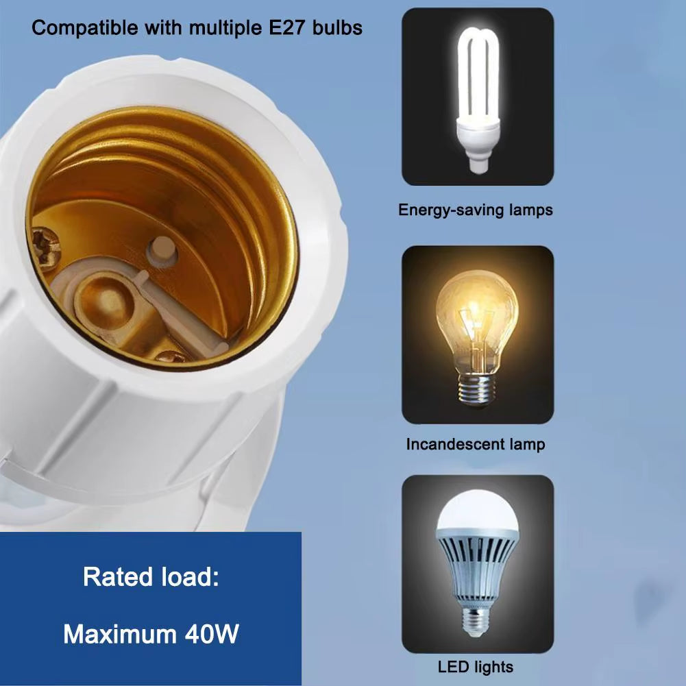 Lamp Holder Socket E27 Converter with PIR Motion Sensor Ampoule LED E27 Lamp Base Intelligent Light Bulb Switch MAX 30W