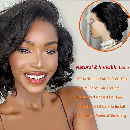 Women's Brazilian Human Hair Wig 13x4 Lace Front Glueless - Pre-Plucked, 150% Density Loose Wave 100% Wig for, Natural Look for Daily & Party Wear, No Glue Needed (Fits Dark Beige Tones)