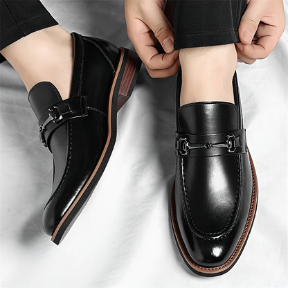 Men'S Slip-On Loafers - British Style Business Casual Shoes, Pointed Toe, Breathable & Comfortable, Brown, Versatile for Formal & Casual Attire, All-Season Wear, Formal Footwear, Sleek Shoe Design, Durable Rubber Sole