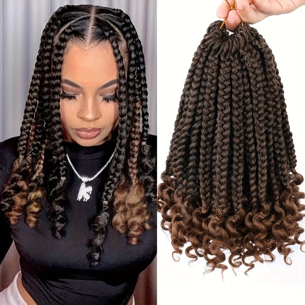 3 Packs Bellqueen Bohemian Box Braids Crochet Hair Extensions with Curly Ends - 10 Inch Short Box Braids, Dark Brown/Black -Looking Dreadlock-like Braids for Women, Volume & Length, Easy Clip-In/Weave-On (No)