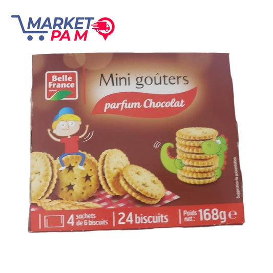 MINI GOUTERS PARFUM DE CHOCOLAT ( 4 SACHET DE 6 BISCUITS/24 BISCUITS / POIDS NET : 168 g e)