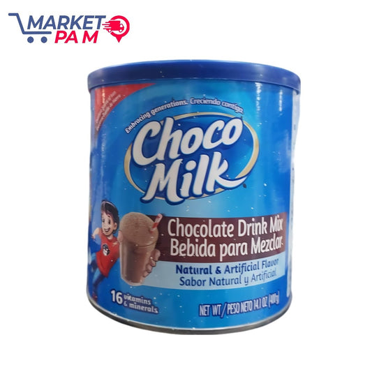 CHOCO MILK, CHOCOLATE DRINK MIX BEBIDA PARA MEZDAR , 16 VITAMINS & MINERALS, 400g