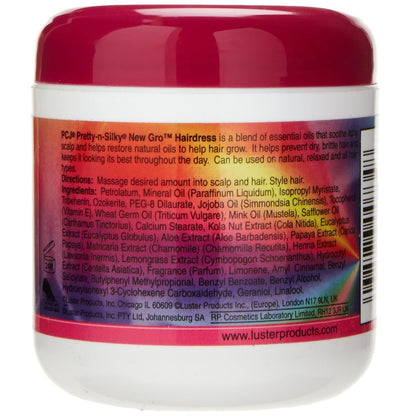 PCJ N SILKY NEW GRO TM HAIRDRESS 142 G e NET WT 5 oz