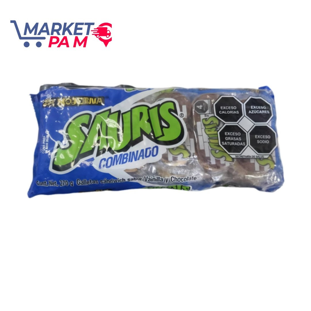 SAURIS, GALLETAS SANDWICH SABOR FRESA, VANILLA Y CHOCOLATE 270 g