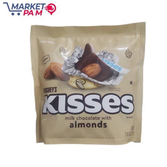 Kisses ERSHEY'S ENLARGED TO SHOW DETAIL KISSES milk chocolate with almonds brand NET 7.60221