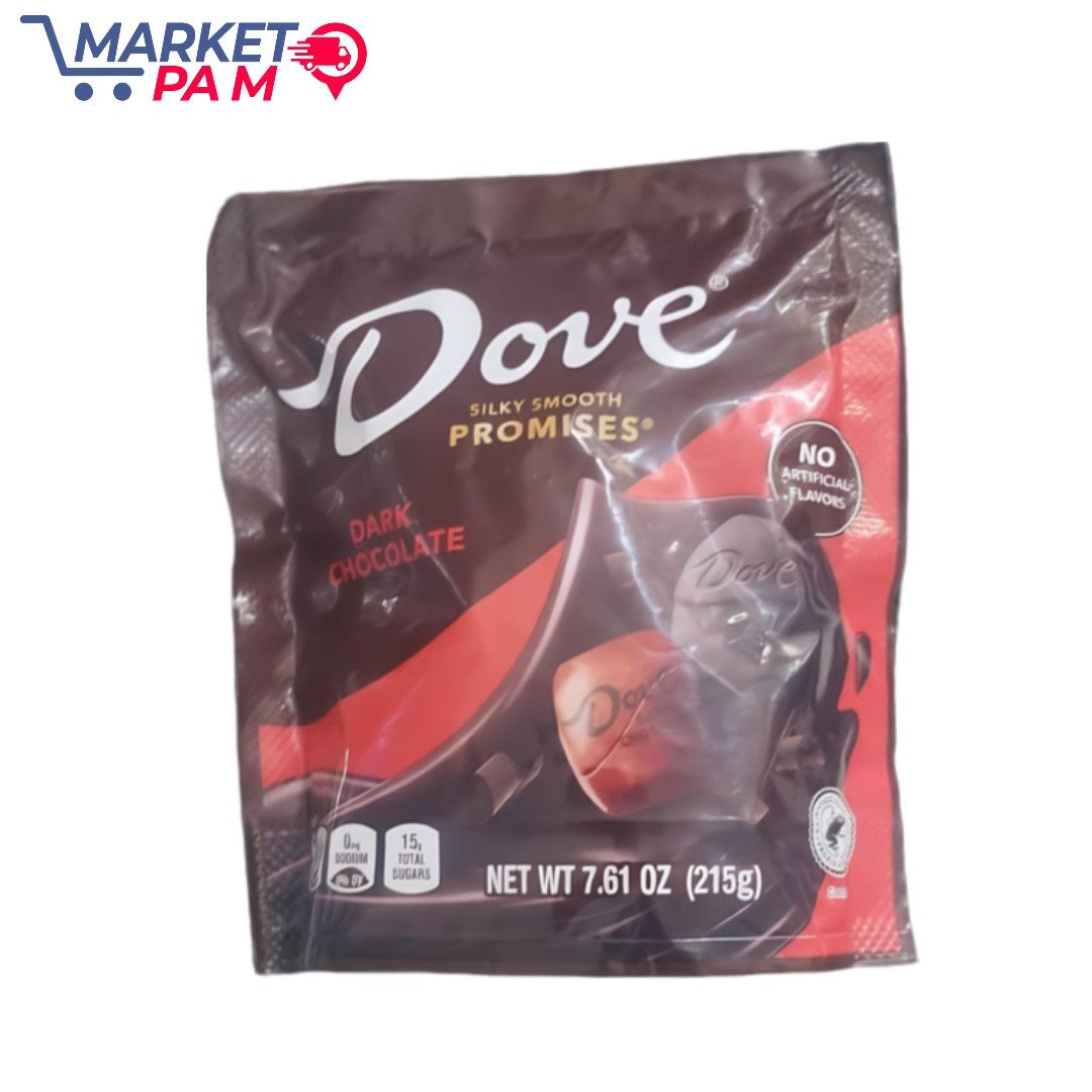 Dove DARK CHOCOLATE SILKY SMOOTH PROMISES NO ARTIFICIAL FLAVORS Dove O BOOKM 15, TOTAL BUGARS NET WT 7.61 OZ (215g)