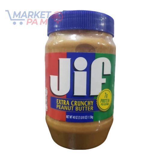 JIF EXTRA CRUNCHY PEANUT BUTTER , NET WT 40 OZ ( 2 LB 8 OZ ) 1.13 KG