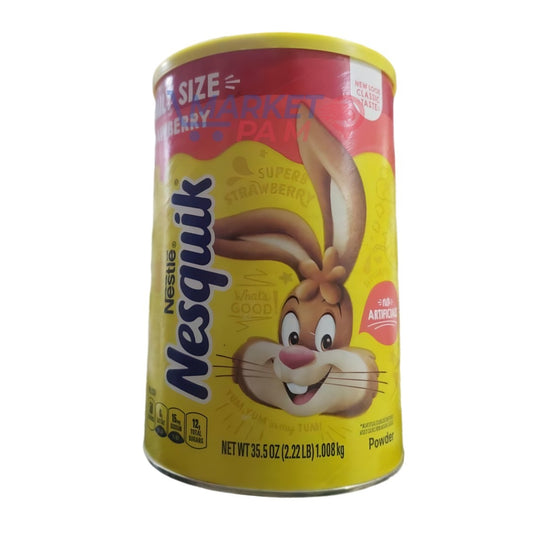 NESTLÉ NESQUIK , SUPER STRAWBERRY , NET WT 35.5 OZ ( 2.22 LB) 1.008 KG