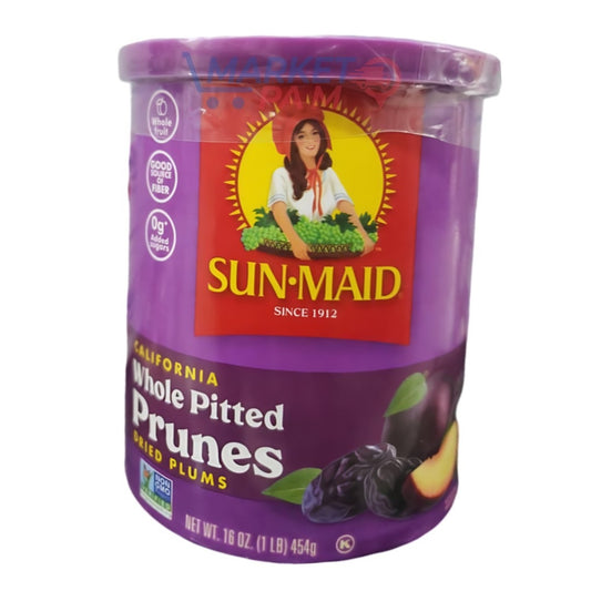 SUN-MAID , WHOLE PITTED PRUNES , NET WT 16 OZ (454 g)