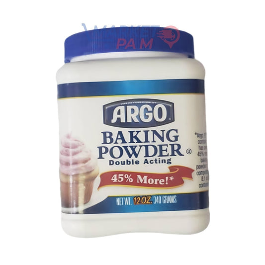 ARGO BSRKING POWDER BOUBLE SCTINHG 45 % MORE! NET WT 2. OZ 340 GRAMS