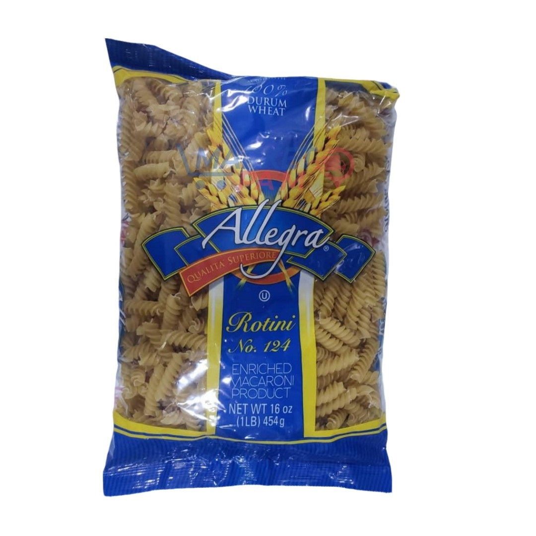 100% BLÉ DUR/ QUALITA SUPERIORE /U Rotini No. 124 PRODUIT MACARONI ENRICHI/ POIDS NET 16 oz (1LB) 454g